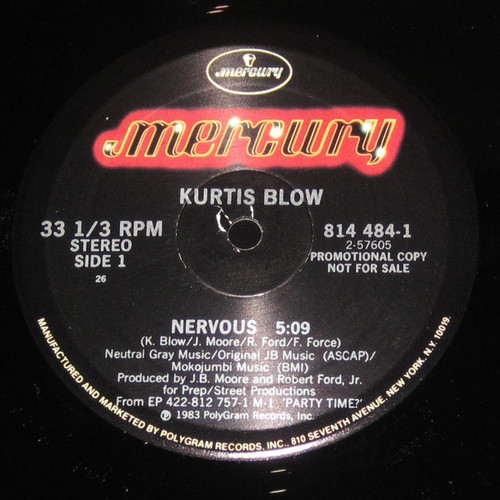 Kurtis Blow - Nervous - Mercury - 814 484-1 - 12", Promo 2287050913