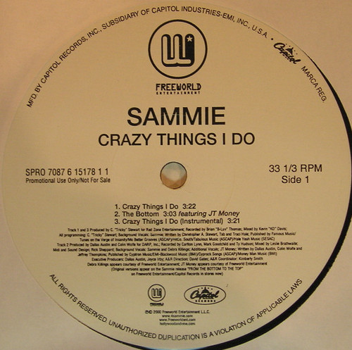 Sammie - Crazy Things I Do - Freeworld Entertainment - SPRO 7087 6 15178 1 1 - 12", Single, Promo 2246316259