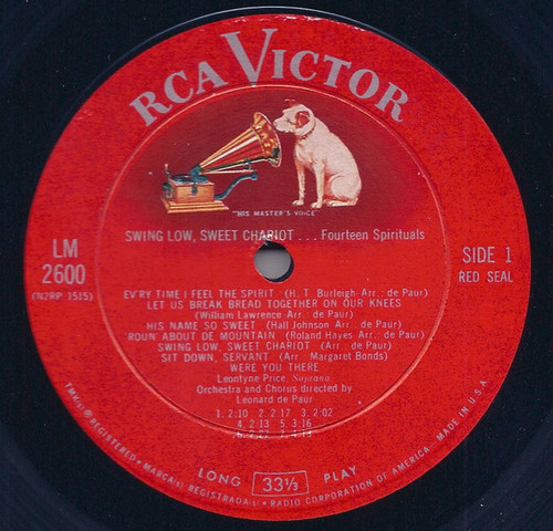 Leontyne Price - Swing Low, Sweet Chariot ... Fourteen Spirituals - RCA Victor Red Seal - LM 2600 - LP, Album 2252757493