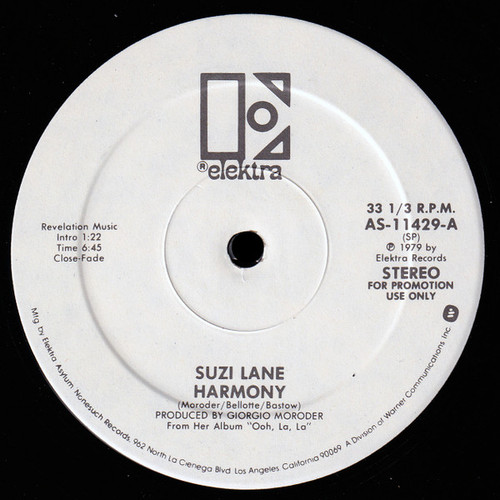 Suzi Lane - Harmony / Ooh, La, La - Elektra - AS-11429 - 12", Promo 2440753010