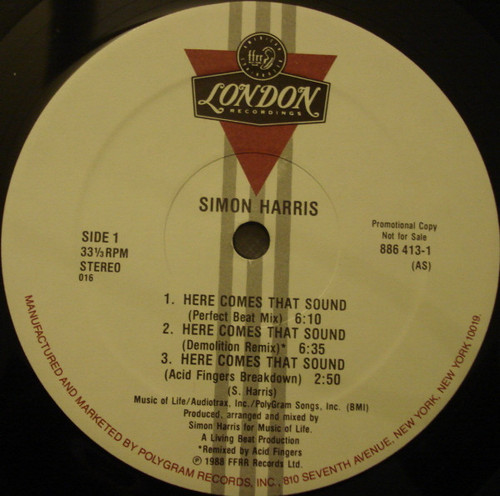 Simon Harris - Here Comes That Sound - London Records, FFRR - 886 413-1 - 12", Promo 2459242721