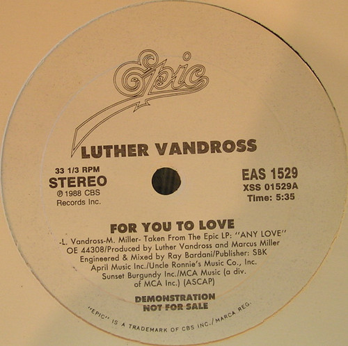 Luther Vandross - For You To Love - Epic - EAS 1529 - 12", Promo 2494962017