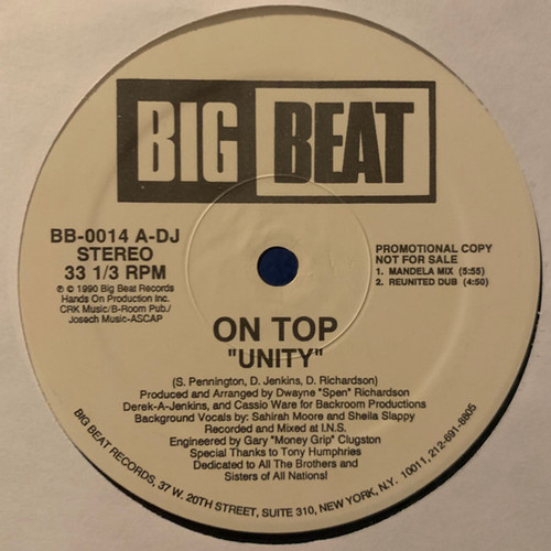 On Top - Unity - Big Beat - BB-0014-DJ - 12", Promo 2419612583