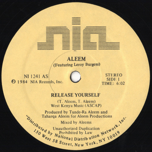 Aleem Featuring Leroy Burgess - Release Yourself - NIA Records - NI 1241 - 12" 2448431021