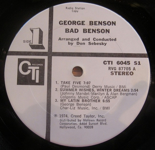 George Benson - Bad Benson - CTI Records - CTI 6045 S1 - LP, Album, Promo 2452417607