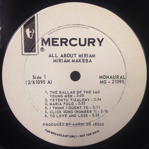 Miriam Makeba - All About Miriam - Mercury - MG 21095 - LP, Album, Mono, Promo 2504975420