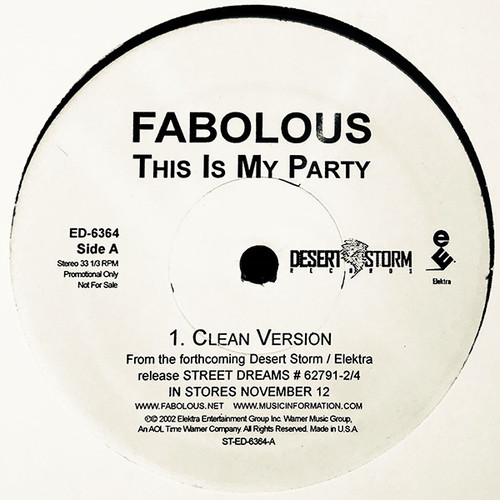 Fabolous - This Is My Party - Elektra - ED-6364 - 12", Promo 2494432769