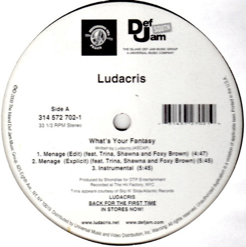 Ludacris - What's Your Fantasy / Ho (12")