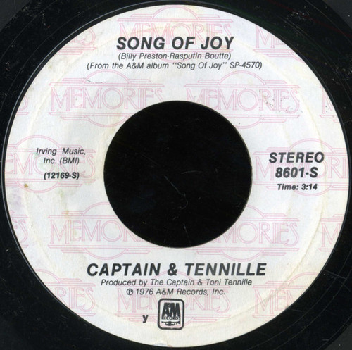 Captain & Tennille* - Song Of Joy (7", Single, RE)