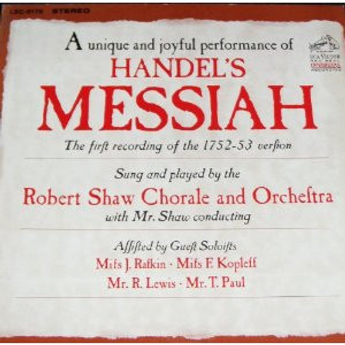 Handel*, The Robert Shaw Chorale and Orchestra* - Handel's Messiah (3xLP, RP)