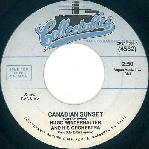 Hugo Winterhalter And His Orchestra* - Canadian Sunset / Blue Tango (7", Single)