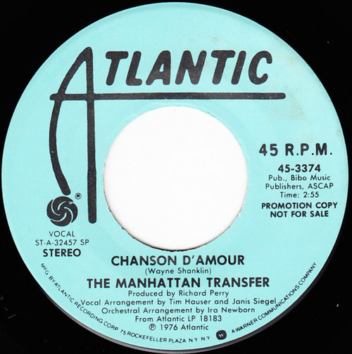 The Manhattan Transfer - Chanson D'Amour (7", Mono, Promo, SP )