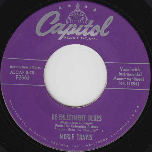 Merle Travis - Re-Enlistment Blues / Dance Of The Golden Rod (7", Single)