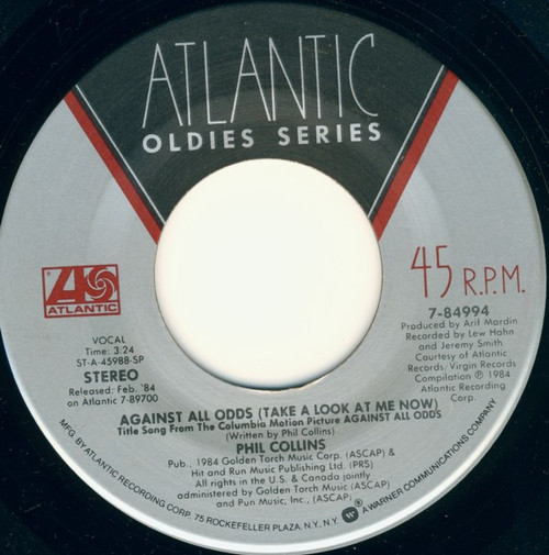 Phil Collins - Against All Odds (Take A Look At Me Now) / I Cannot Believe It's True (7", RE, SP )
