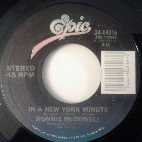 Ronnie McDowell - In A New York Minute (7", Single, Styrene, Car)