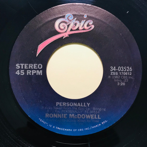 Ronnie McDowell - Personally (7", Styrene, Car)