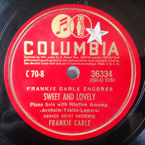 Frankie Carle - Sweet And Lovely / The One I Love Belongs To Somebody Else (Shellac, 10")