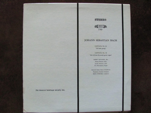 Johann Sebastian Bach - Heinrich Schuetz Choir Of Heilbronn*, Pforzheim Chamber Orchestra*, Fritz Werner - Cantata No. 82 "Ich Habe Genug" / Cantata No. 56 "Ich Will Den Kreuzstab Gerne Tragen" (LP, Album)