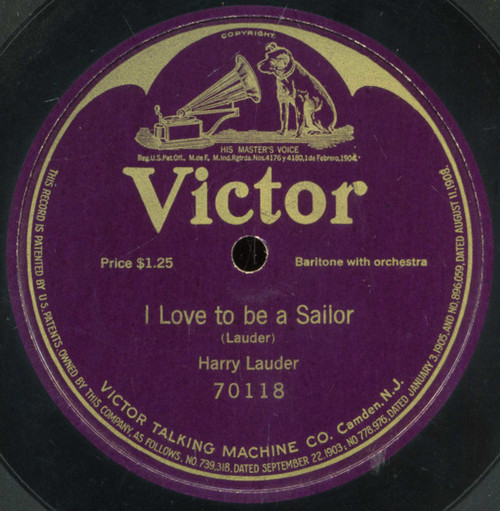 Harry Lauder - I Love To Be A Sailor (Shellac, 12", S/Sided)