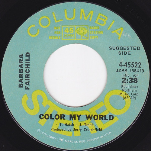 Barbara Fairchild - Color My World (7", Promo)
