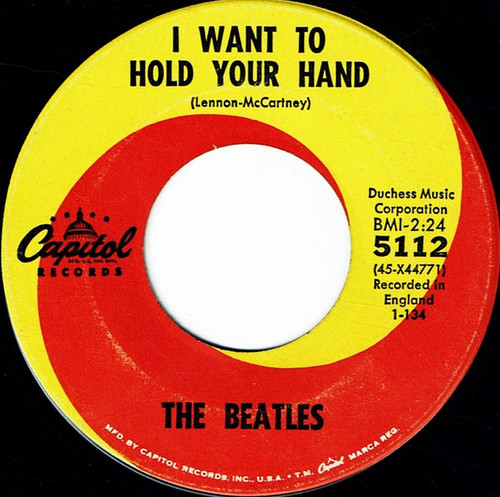 The Beatles - I Want To Hold Your Hand (7", Single, Pin)