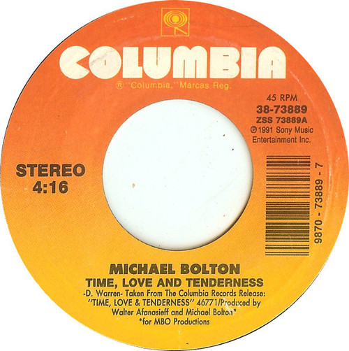 Michael Bolton - Time, Love And Tenderness (7", Single, Styrene)