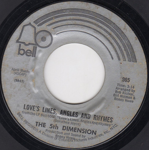 The 5th Dimension* - Love's Lines, Angles And Rhymes (7", Single, Mon)
