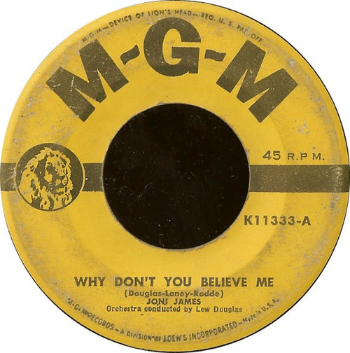 Joni James - Why Don't You Believe Me / Purple Shades (7")