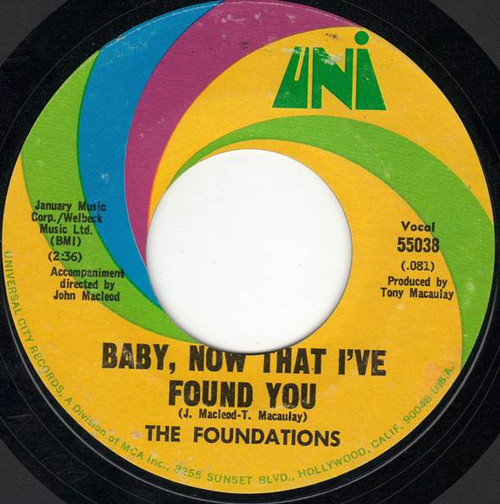 The Foundations - Baby, Now That I've Found You (7", Single, Styrene, Mon)