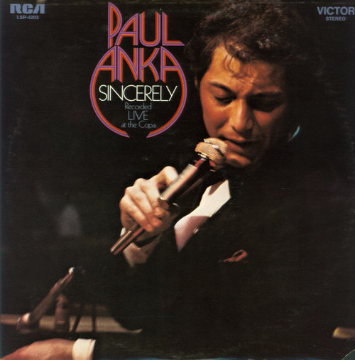 Paul Anka - Sincerely - Recorded Live At The Copa (LP, Album)