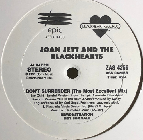 Joan Jett And The Blackhearts* - Don't Surrender (12", Promo)