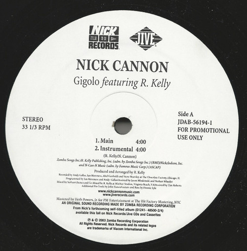 Nick Cannon Featuring R. Kelly - Gigolo (12", Single, Promo)