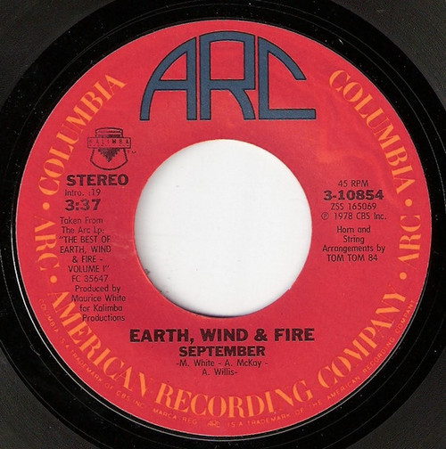 Earth, Wind & Fire - September (7", Single, Styrene, Pit)
