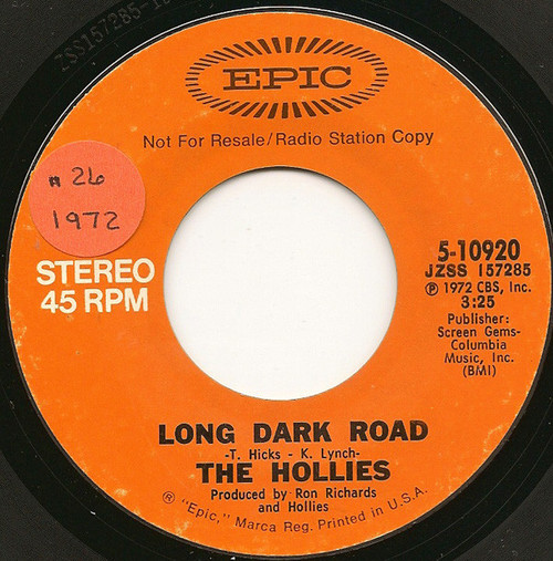 The Hollies - Long Dark Road (7", Single, Mono, Promo)