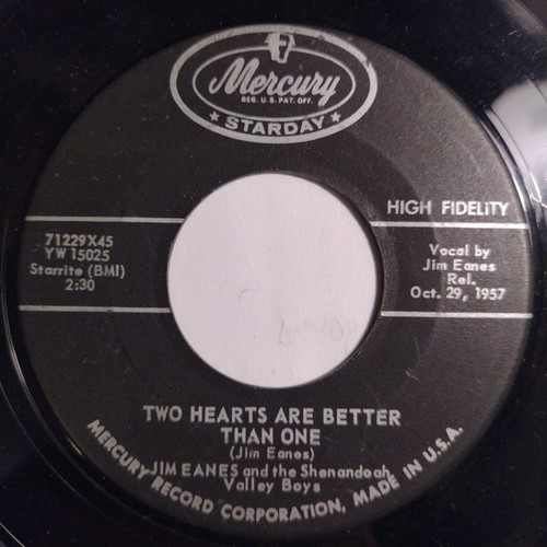 Jim Eanes & The Shenandoah Valley Boys - Two Hearts Are Better Than One / Settle Down (7")