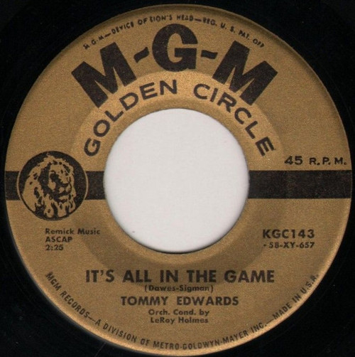 Tommy Edwards - It's All In The Game / Please Love Me Forever (7", Single, RE)