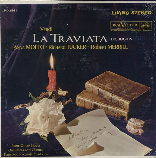 Verdi*, Anna Moffo, Richard Tucker (2), Robert Merrill, Rome Opera House Orchestra* and Chorus*, Fernando Previtali - La Traviata Highlights (LP)