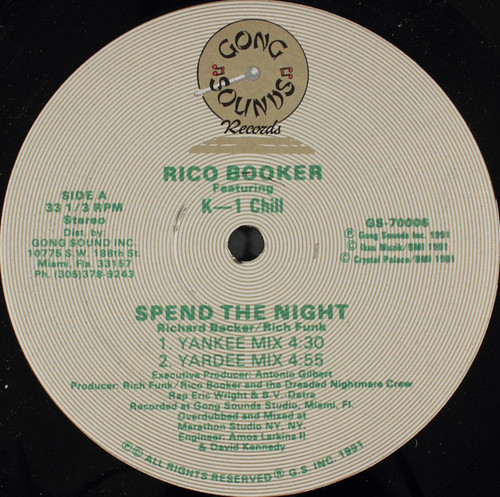 Rico Booker Featuring K-1 Chill* - Spend The Night (12")