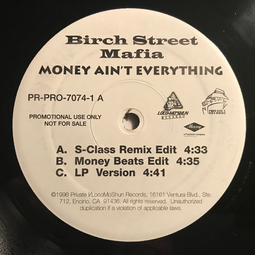 Birch Street Mafia - Money Ain't Everything (12", Single)