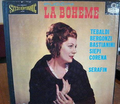Puccini* / Tebaldi*, Bergonzi*, Bastianini*, Siepi*, Corena*, Serafin* - La Boheme (2xLP, Album)