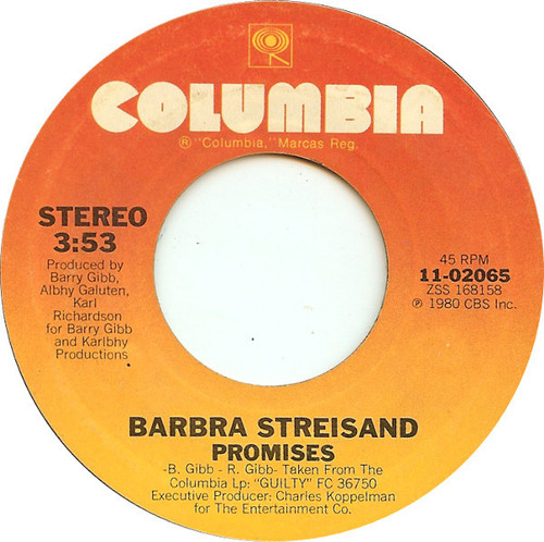 Barbra Streisand - Promises / Make It Like A Memory (7", Single, Styrene, Pit)