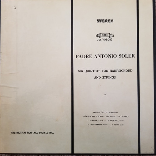 P. Antonio Soler* - Genoveva Galvez*, Agrupacion Nacional De Musica De Camara - Six Quintets for Harpsichord and Strings (3xLP, Box)
