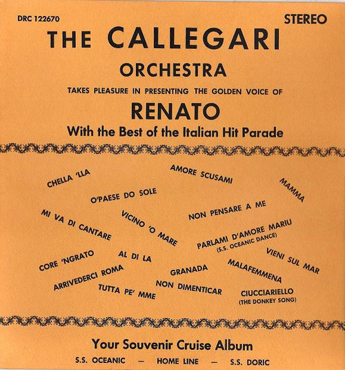 The Callegari Orchestra - Your Cruise Souvenir (LP, Album)