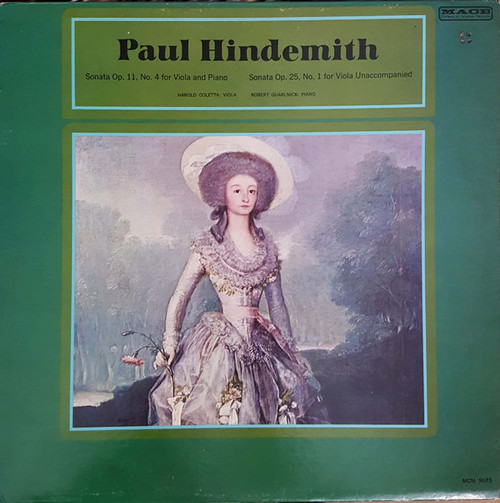 Paul Hindemith - Harold Coletta, Robert Guarlnick* - Sonata Op. 11, No. 4 For Viola And Piano / Sonata Op. 25, No. 1 For Viola Unaccompanied (LP, Album, Mono)