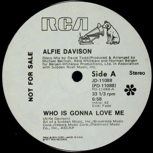 Alfie Davison - Who Is Gonna Love Me (12", Promo)