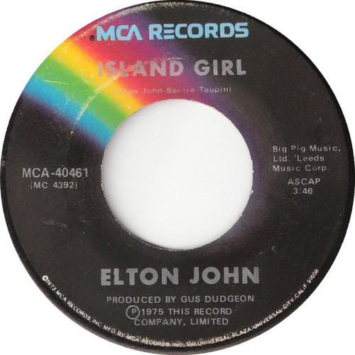 Elton John - Island Girl (7", Single, Glo)