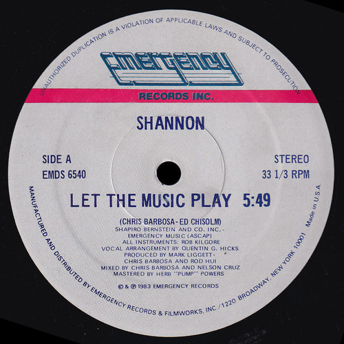 Shannon - Let The Music Play (12")