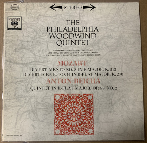 The Philadelphia Woodwind Quintet*, Mozart*, Anton Reicha - Divertimento No. 8 In F Major, K 213 / Divertimento No. 14 In B-Flat Major, K.270 / Quintet In E-Flat Major, Op. 88, No. 2 (LP, Album, 6-E)