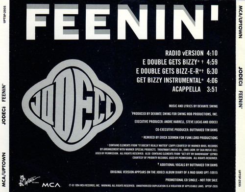 Jodeci - Feenin' (CD, Single, Promo)