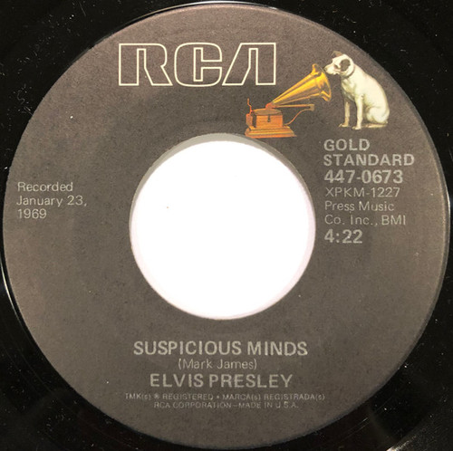 Elvis Presley - Suspicious Minds (7", Single, RE)